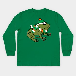 Cute Irish Frog on St Patricks Day Kids Long Sleeve T-Shirt